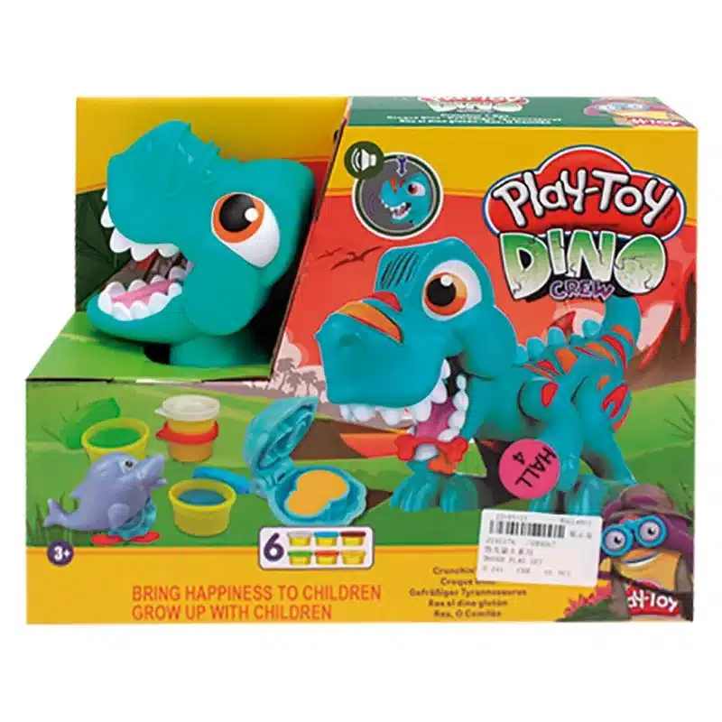 Play-Toy Dinosaurio con 6 Botes de Plastilina 2191176 INNOVATOYS