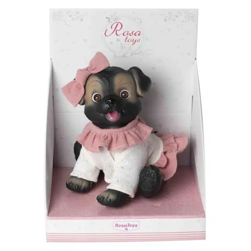 Perrito Negro con Lazo Rosa y Vestido con Volantes 2602 ROSA TOYS