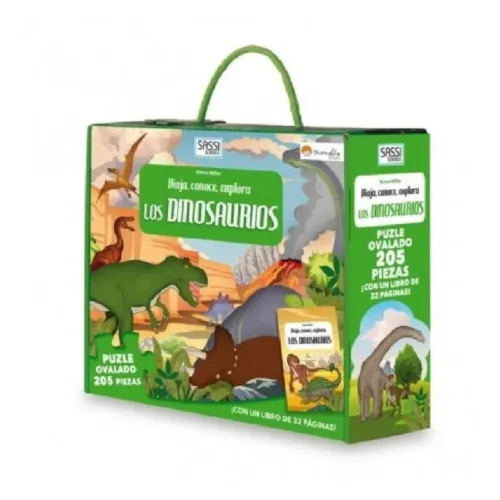Puzzle Ovalado Viaja, Conoce y Explora los Dinosaurios 97173 MANOLITO