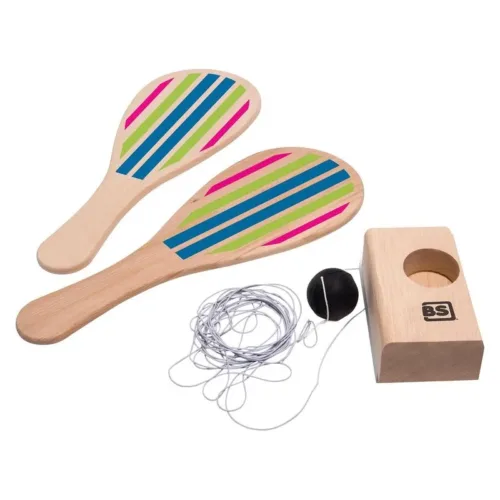 Set de juego de tenis elásticos de goma con palas de madera GA377 BS TOYS