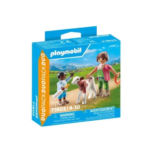 Playmobil 71803 Duo Pack Figuras Granjera con Ternero
