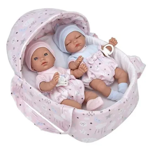 Muñecos Elegance Gemelos de Vinilo de 28 cm Y Capazo 50695 ARIAS