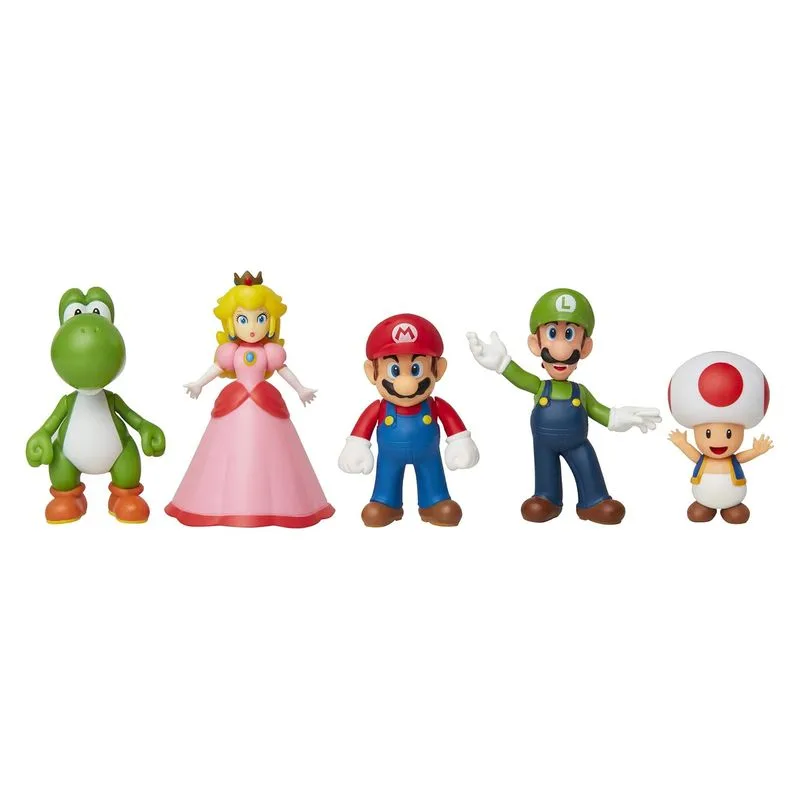 Pack de 5 Figuras Super Mario,Luigi,Peach,Toad,Yoshi 400904 JAKKS