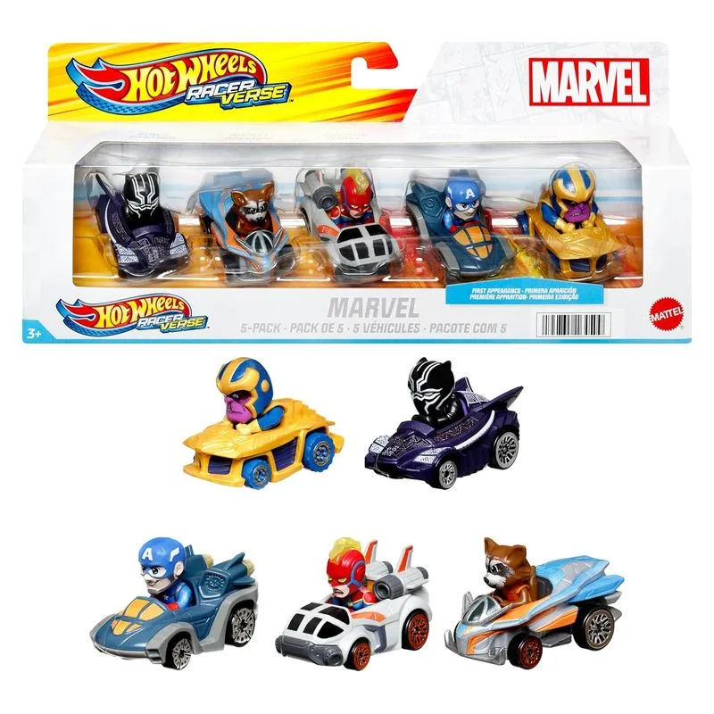 Hot Wheels RacerVerse Pack 5 coches metálicos de Marvel HPN40 MATTEL