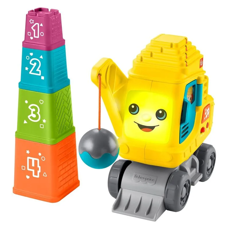 Fisher Price Grúa Cuenta y Apila con luces y sonidos HWY65 MATTEL
