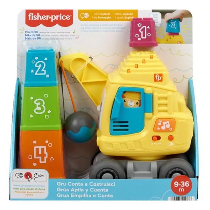 Fisher Price Grúa Cuenta y Apila con luces y sonidos HWY65 MATTEL - Imagen 2