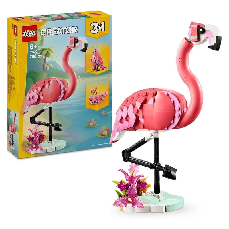 LEGO Creator 3 en 1 Fauna Salvaje Flamenco, Cacatúa o Ajolote 31170
