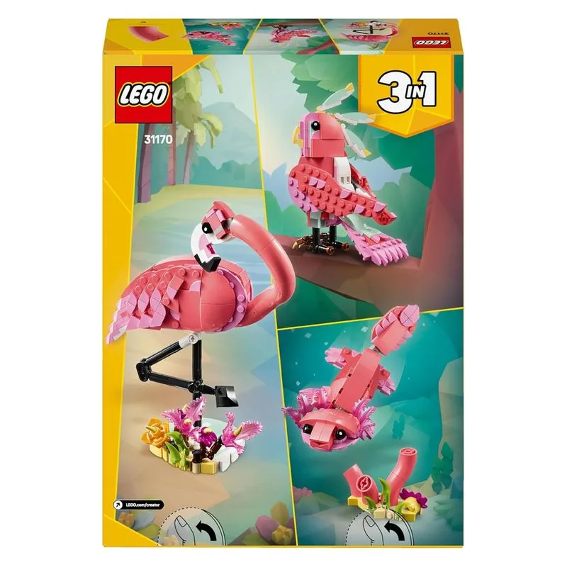 LEGO Creator 3 en 1 Fauna Salvaje Flamenco, Cacatúa o Ajolote 31170 - Imagen 2