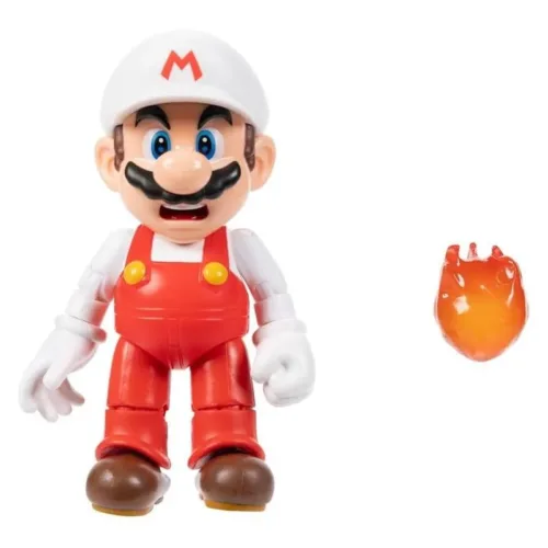 Figura Mario Fuego 10 cm con Bola de Fuego Colección 42448-MF JAKKS