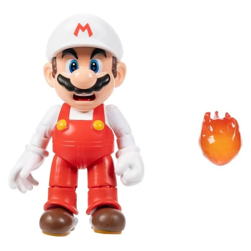 Figura Mario Fuego 10 cm con Bola de Fuego Colección 42448-MF JAKKS