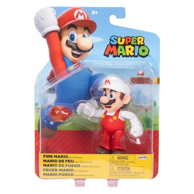 Figura Mario Fuego 10 cm con Bola de Fuego Colección 42448-MF JAKKS - Imagen 2