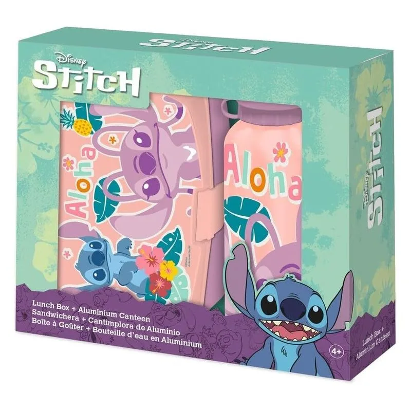 Kids Euroswan Stitch Botella de Aluminio 500ml y Sandwichera ST00093