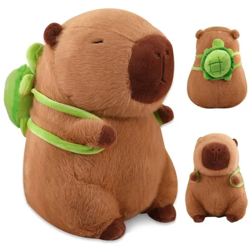 Peluche Capibara mochila tortuga de 30 cm blandito 49441