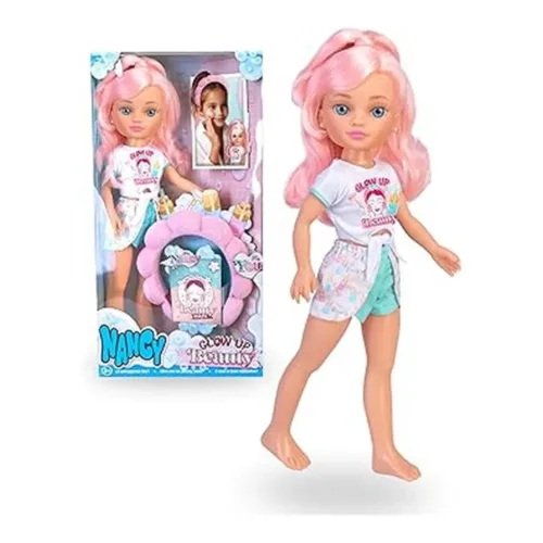 Nancy Glow Up Beauty Pack, Muñeca con Accesorios de Belleza NAC91000 FAMOSA