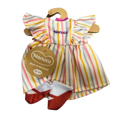 Vestido Robeta Rayas 35cm para muñecos Nenuco