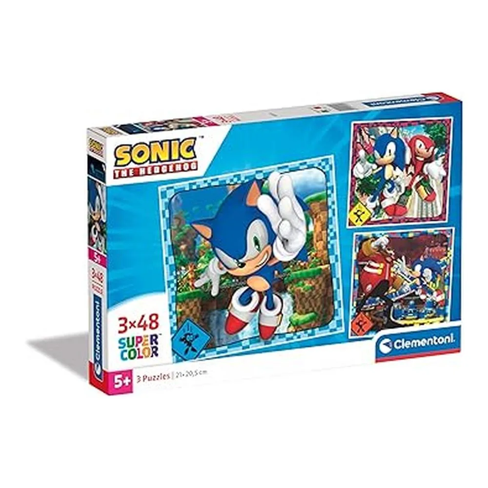 Clementoni Sonic 3 Supercolor Puzzles 3x48 Piezas 25320
