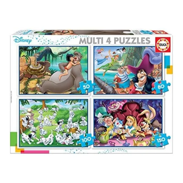Educa Conjunto de Puzzles Progresivos Disney Aladdin Libro de la Selva ...