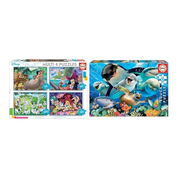 Educa Conjunto de Puzzles Progresivos Disney Aladdin Libro de la Selva ...