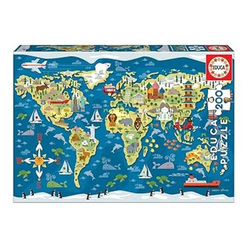 Educa Puzzle Infantil Mapamundi Sean Sims 200 Piezas 19292