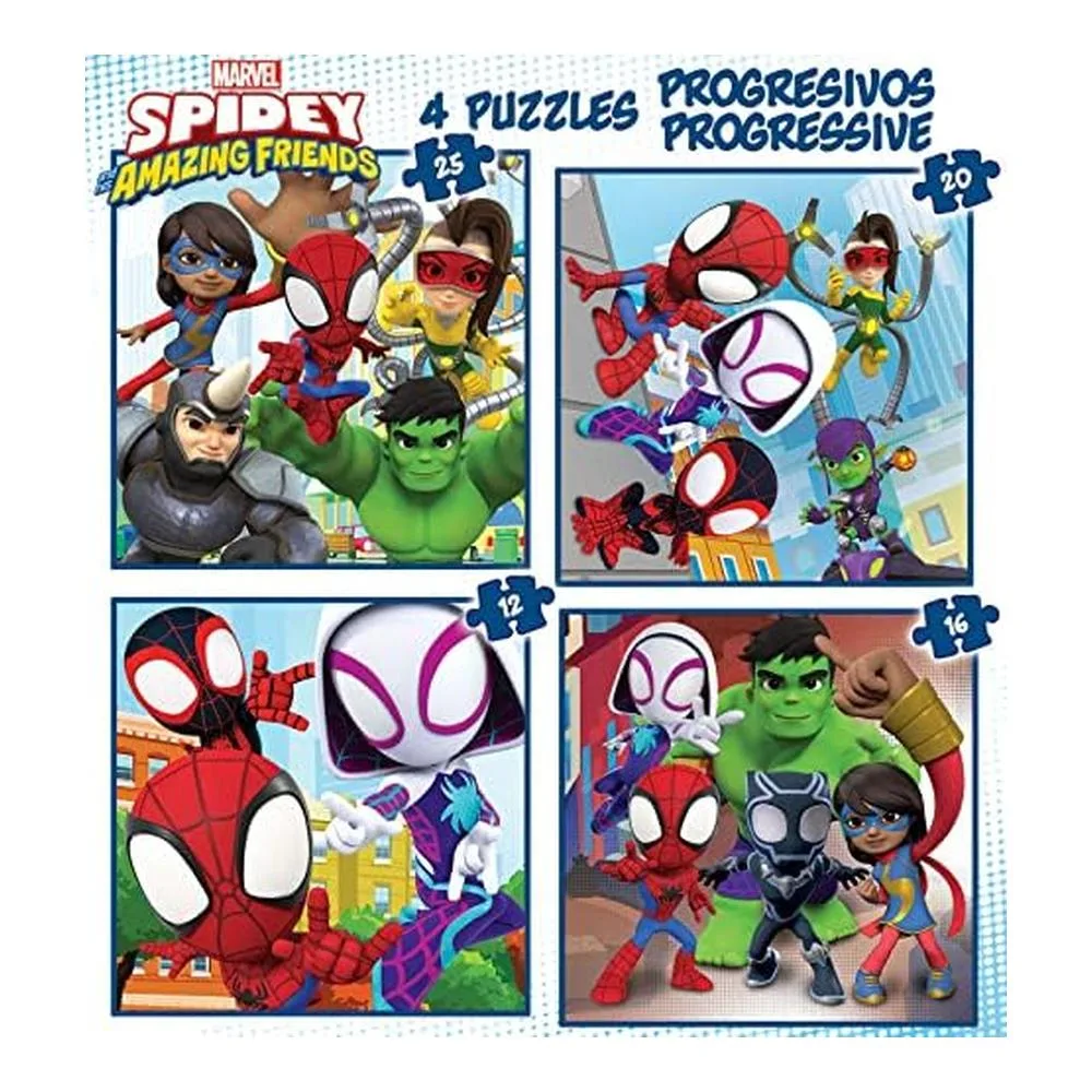 Educa Conjunto de Puzzles Progresivos Spidey and His Amazing Friends 12-16-20-25 Piezas 19295 - Imagen 2