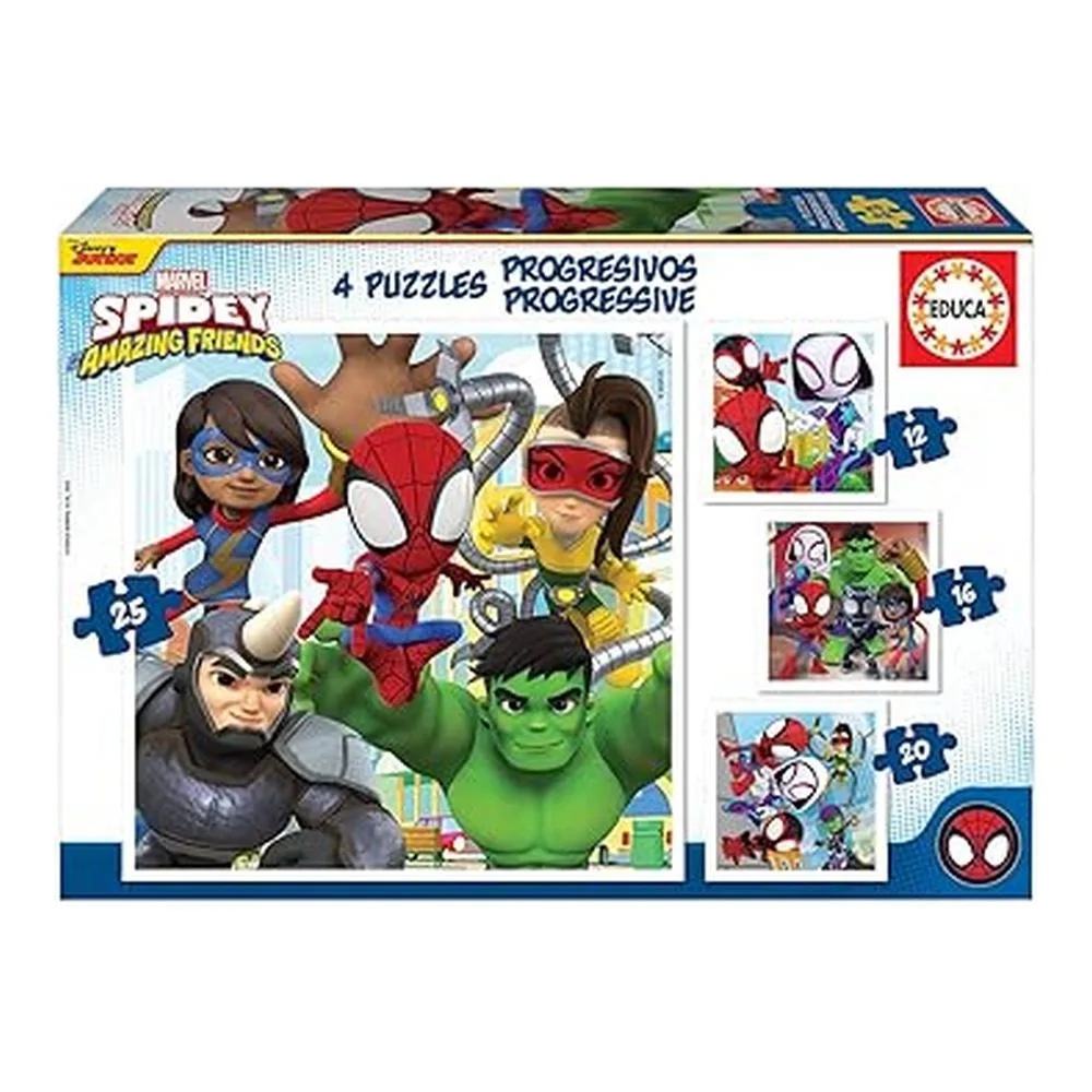 Educa Conjunto de Puzzles Progresivos Spidey and His Amazing Friends 12-16-20-25 Piezas 19295