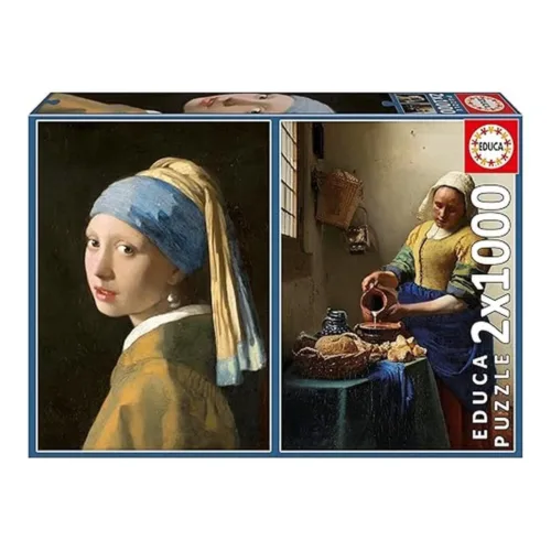 Educa Pack de Puzzles La Joven de la Perla y La Lechera Johannes Vermeer 2×1000 Piezas 20309