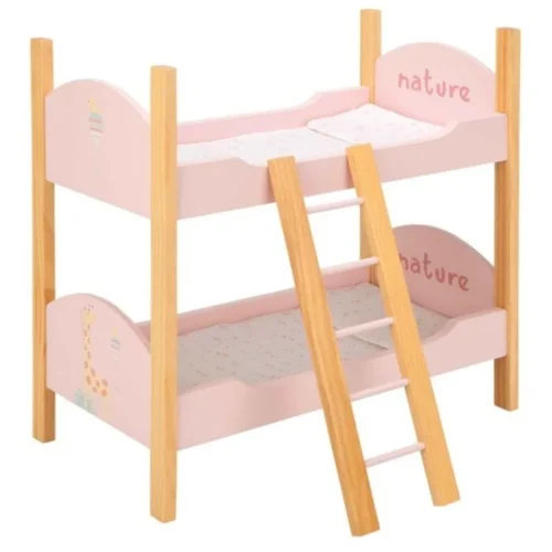 Litera de Madera para Muñecas Nature Rosa con Escalera Variante 1 21582
