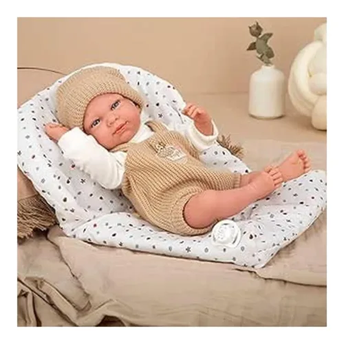 Muñeco Arias Elegance Cris con Peto Beige y Saco de Dormir 60898