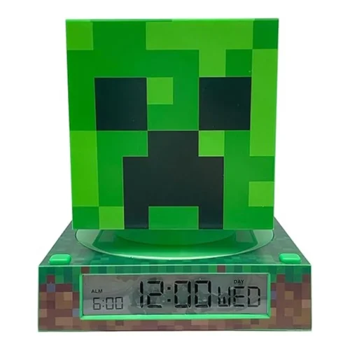 Lampara 3D con despertador y fecha Minecraft MIN3020