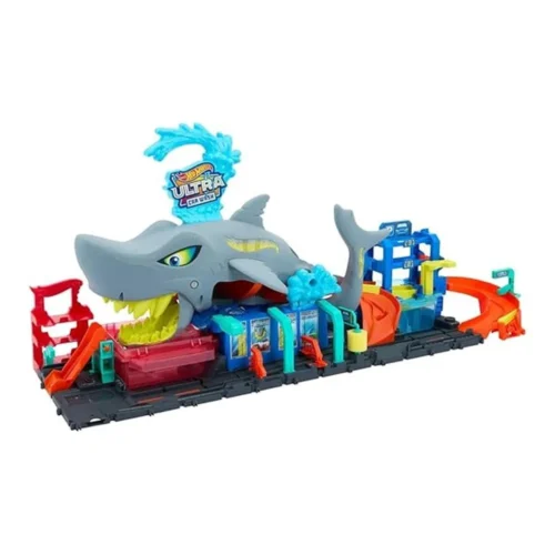 Hot Wheels City Let’s Race Túnel de Lavado con Tiburón Pista para Coches HTN82