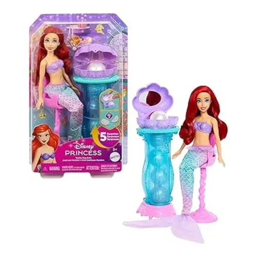 Mattel Disney Princesas Ariel con Tocador Desplegable Muñeca de Moda JBF86