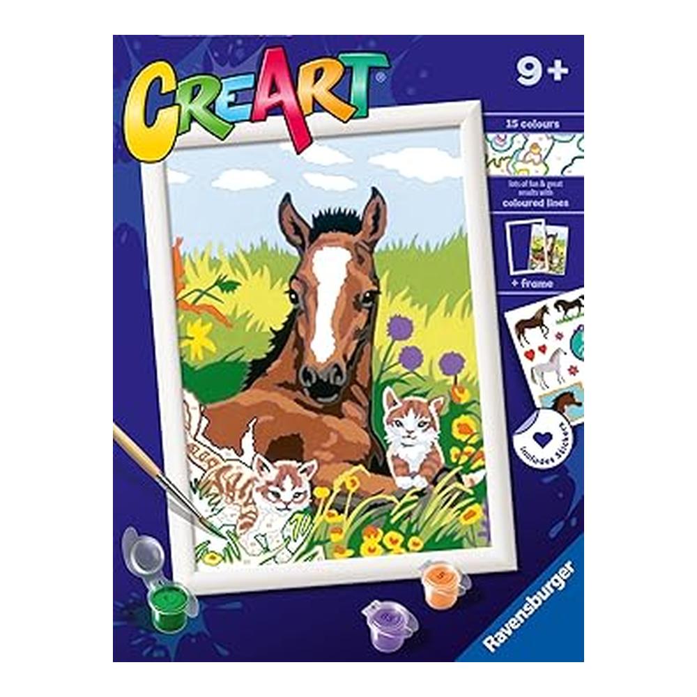 Ravensburger CreArt Serie D Potro con Gatitos Pintar por Números Kit con Marco 23572