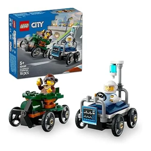 Lego City Pack de Coches de Carreras Avión vs Cama de Hospital 60459