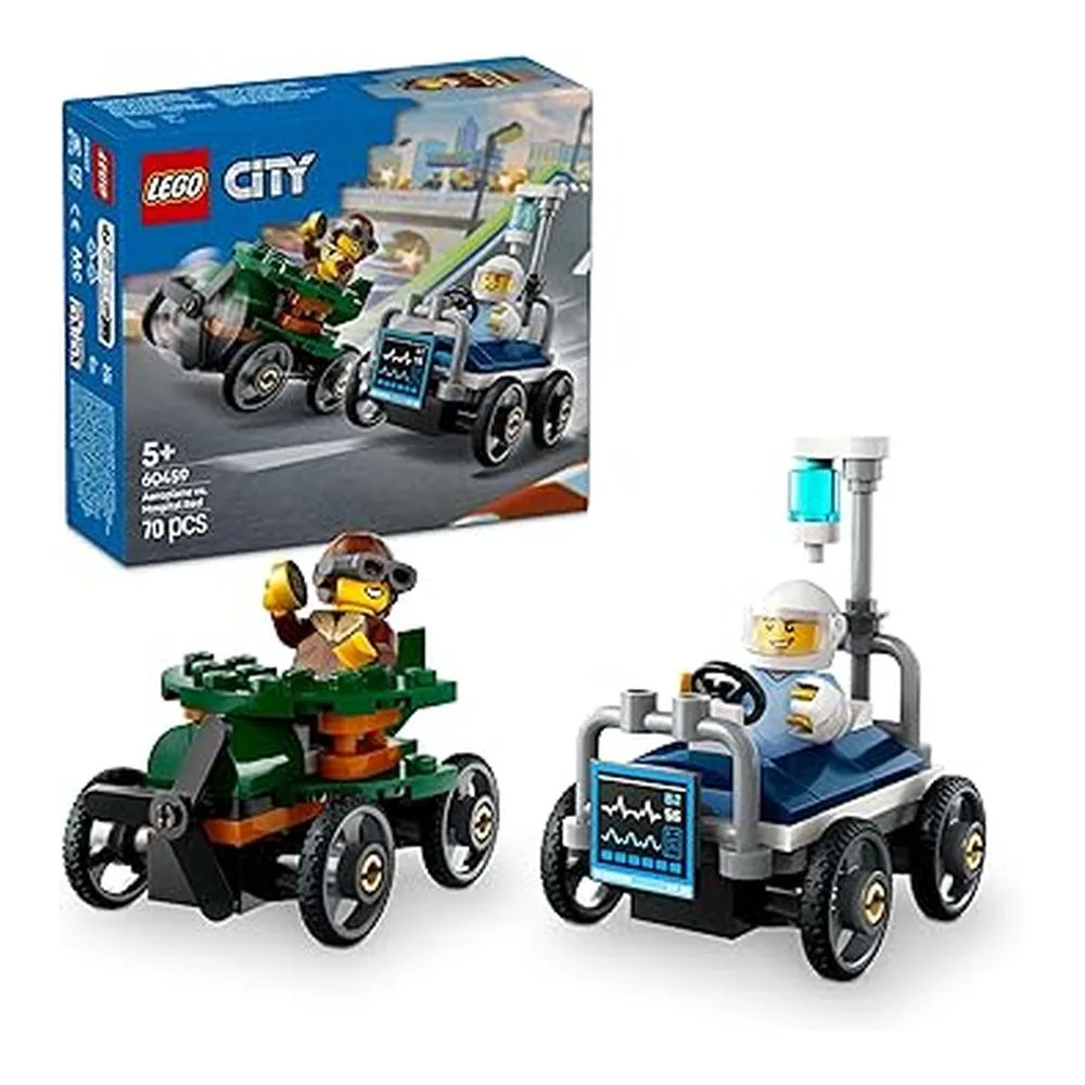 Lego City Pack de Coches de Carreras Avión vs Cama de Hospital 60459
