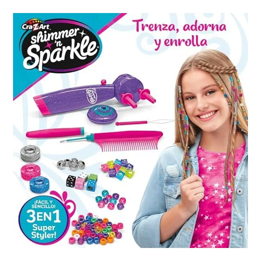 ColorBaby Shimmer 'n Sparkle Set de Peluquería Infantil Trenzador de Pelo 47089 - Imagen 2