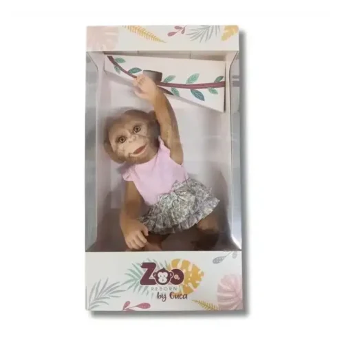 Muñeco Mono Reborn Zoo con Traje de Flores Rosa 32 cm Guca 994