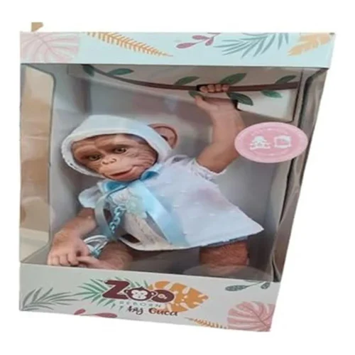 Muñecas Guca Mono Reborn Vestido Blanco y Azul 998