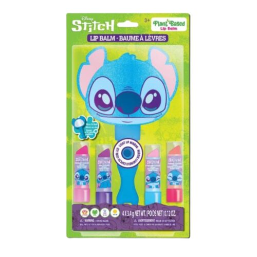 Bálsamos Labiales Vegetales Disney Stitch Pack de 4 con Espejo Iluminado SI0088GG