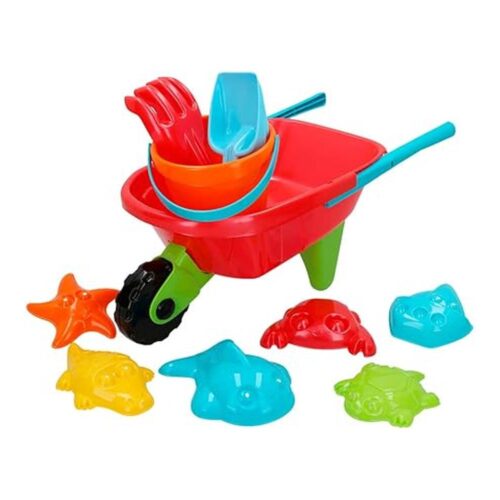 ColorBaby Carretilla de Playa con Cubo y 6 Moldes 43507