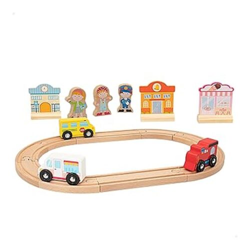 Woomax Playset de Madera Circuito Urbano con Edificios y Vehículos 47213