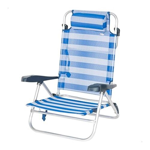 Aktive Silla de Playa Plegable 8 Posiciones Marinera con Cojín 62666