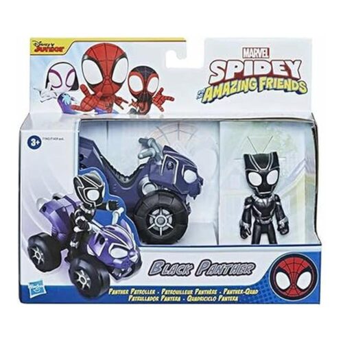 Figura Hasbro Marvel Black Panther con Vehículo Patrulla Spidey and Friends F1459