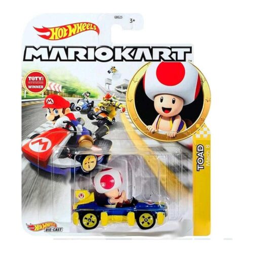 Modelo DieCast Toad Kart Mach 8 Hot Wheels Mario Kart 1:64 HDB35