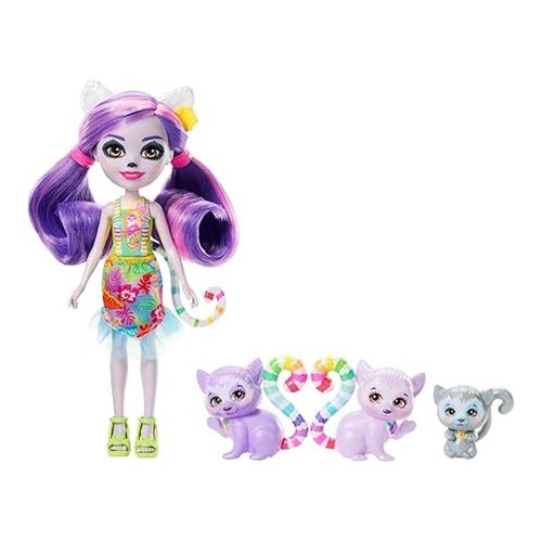 Muñeca Enchantimals Sunshine Beach Lorinda Lemur con Familia HRX86