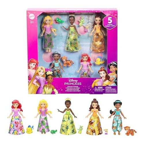 Conjunto Princesas Disney Mattel 5 Muñecas Figuras Amigos JBL33 JBL33