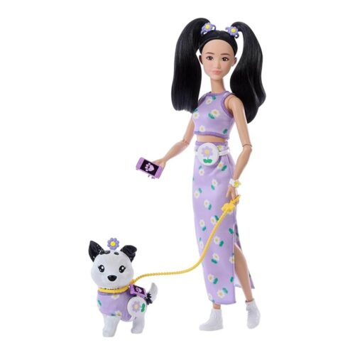 Muñeca Barbie Twinning Looks Perro Mascota Morada Accesorios JFP39