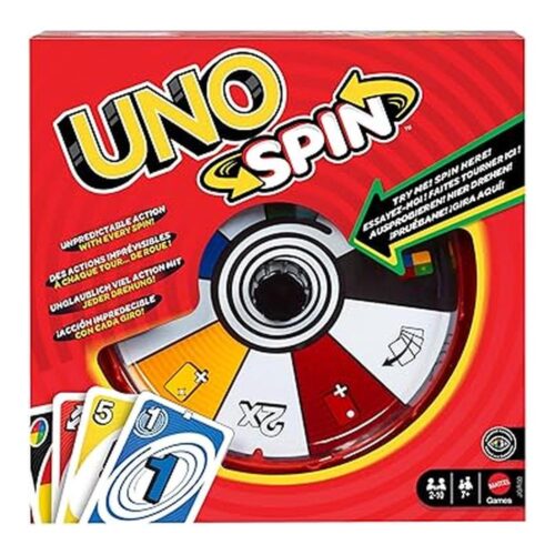 UNO Spin Mattel Games Cartas Ruleta Desafíos Familia JGR00
