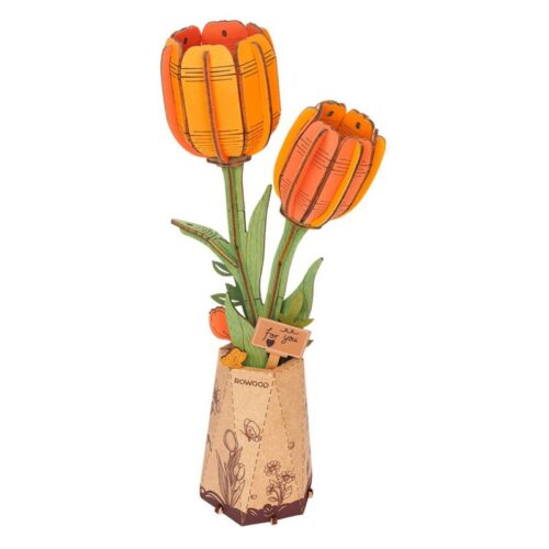 Puzzle 3D Tulipán Naranja Flor Rolife – Modelo Madera TW081