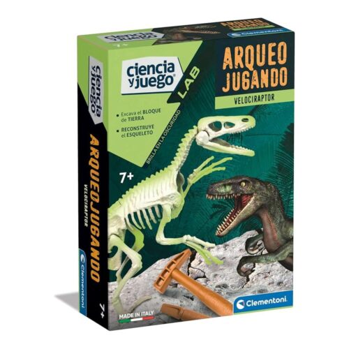 Arqueojugando Velociraptor Fosforescente Clementoni Juego Ciencias 55539.0