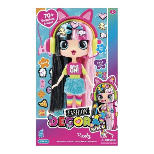 Muñeca Decora Fashion Pixels 30 cm Accesorios Pegatinas Personalizables D1039